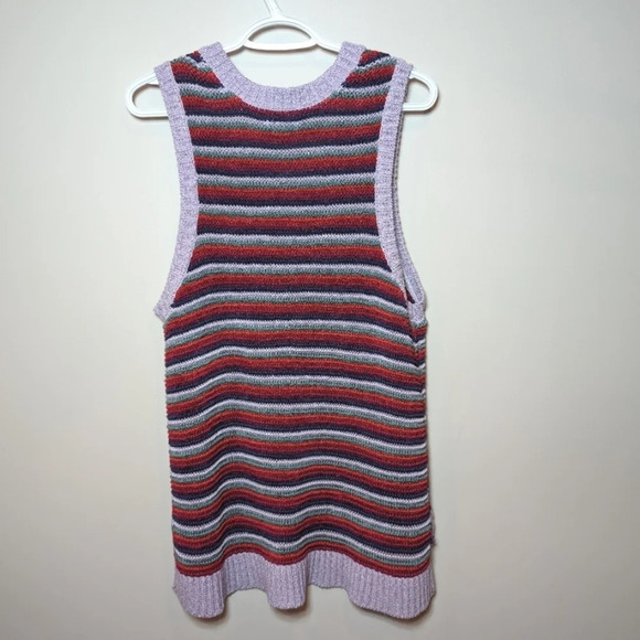 Falls Creek  1X Sleeveless Striped Crochet Knit V Neck Sweater Vest Shirt Plus - Picture 2 of 9